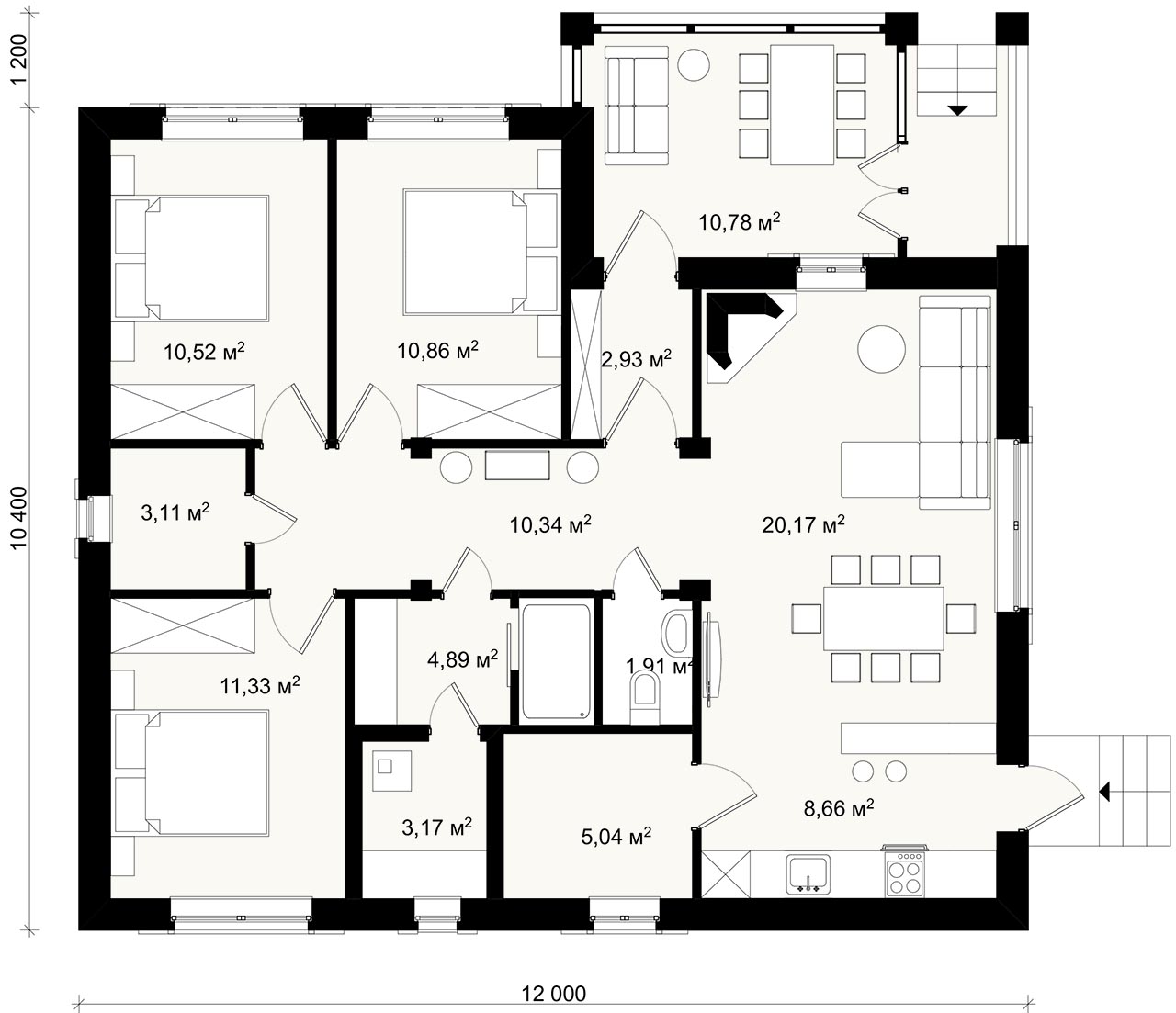 Одноэтажный дом 8 на 8, 6 на 6, 10 на 10 | Каркасное строительство | Дзен