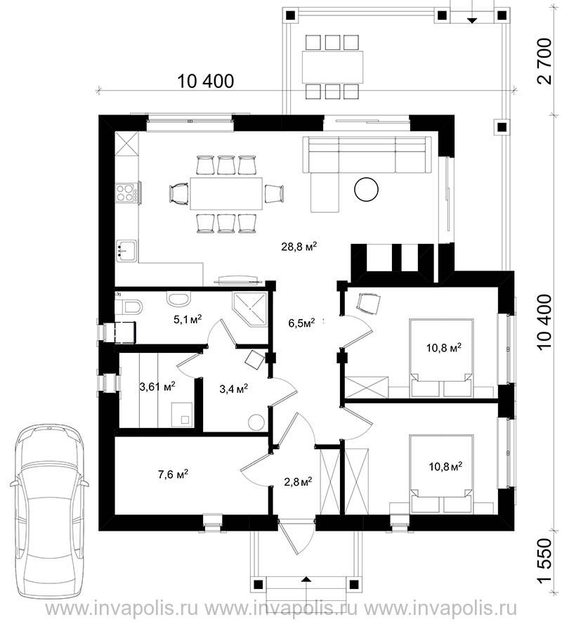План дома 10х10 | Планы винтажных домов, План дома, Проект дома