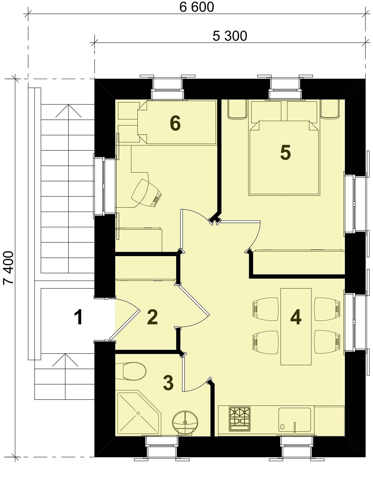 Планировка одной комнаты на троих